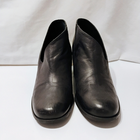 Free People Boots Terrah Ankle Booties Leather Block 3.5" Heel Cut Outs Black 41 - Picture 5 of 12